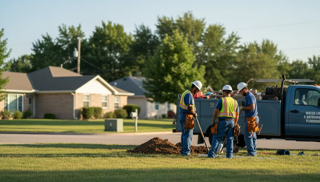 Residential water line and bathroom plumbing service in Thomas, OK